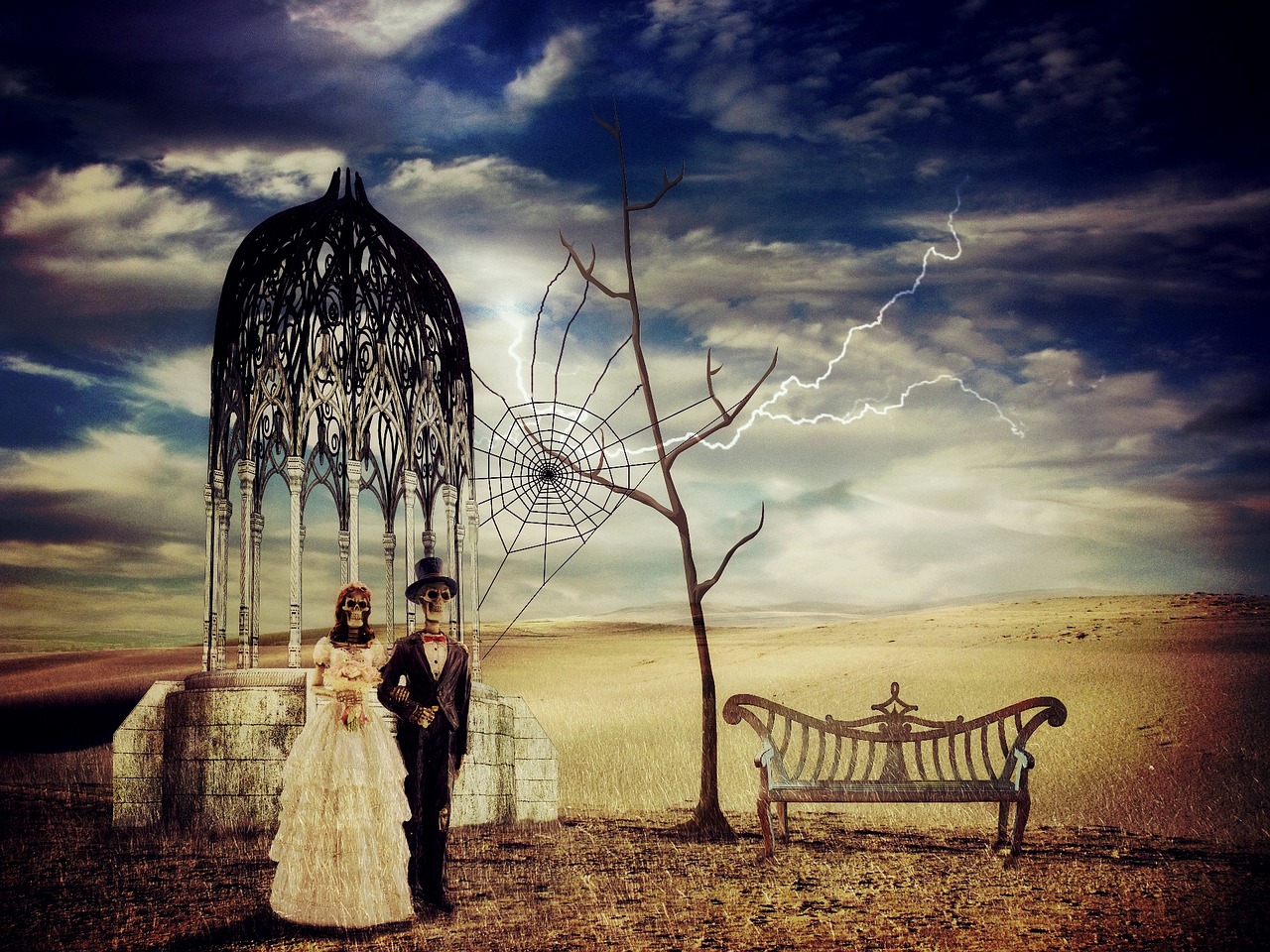 Image - bride and groom creepy skeleton