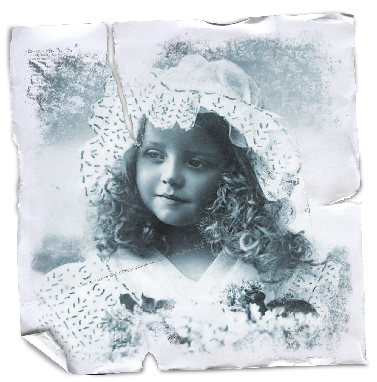 Image - vintage little girl collage paper