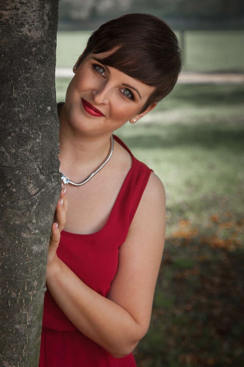 Image - woman dress red look view elegant