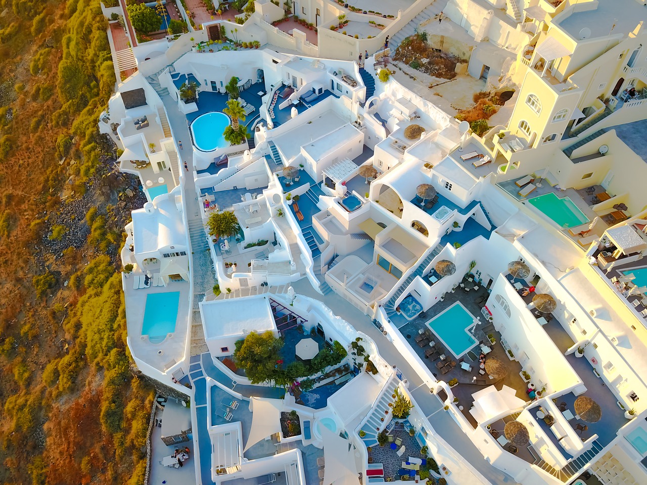 Image - santorini drone photo greece pool