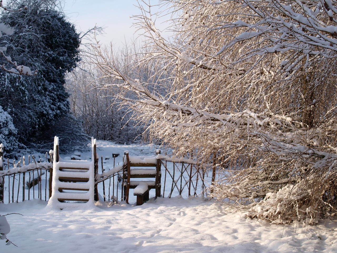 Image - snow winter landscape fence