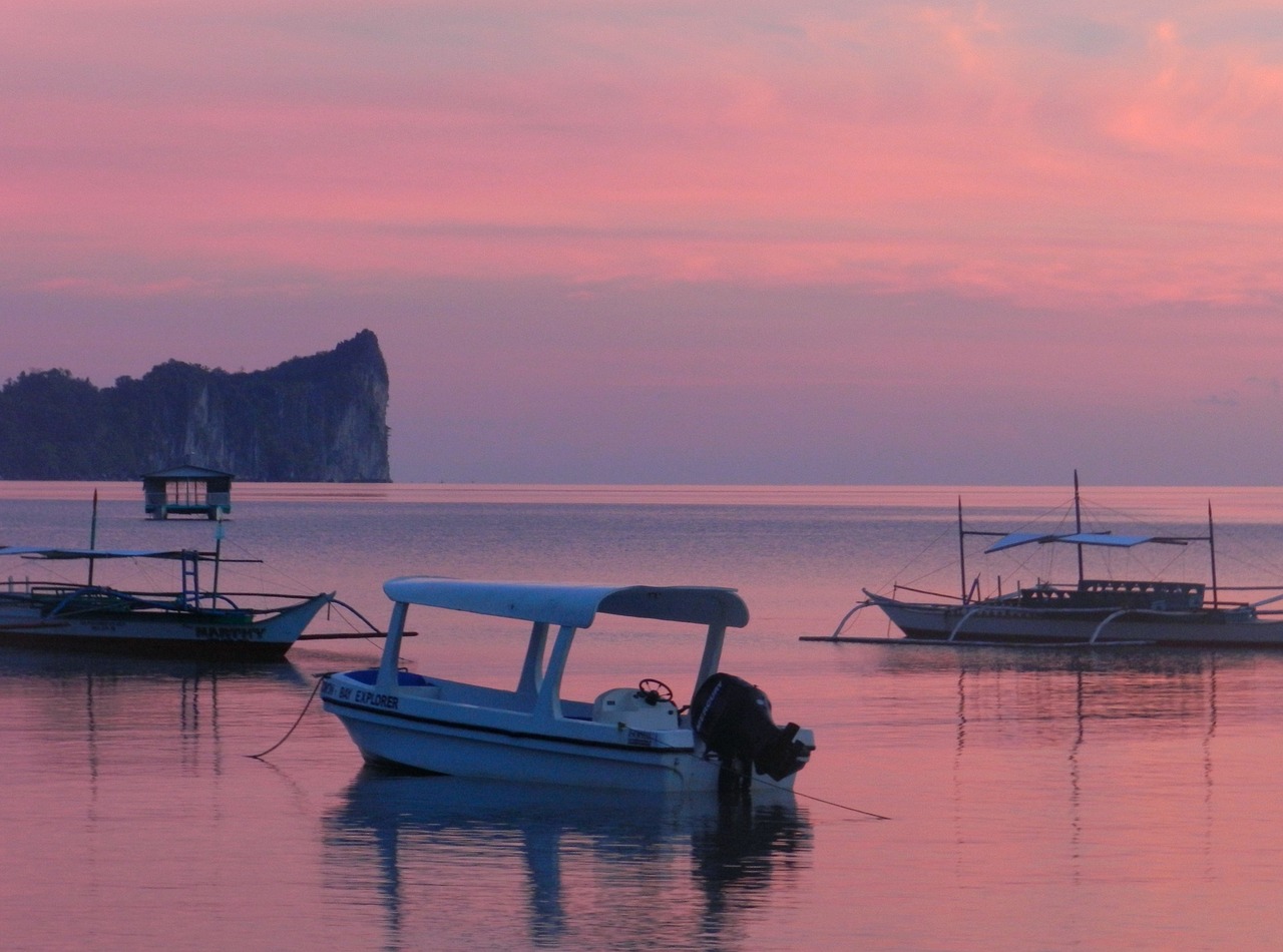 Image - sunset sunrise philippines boat