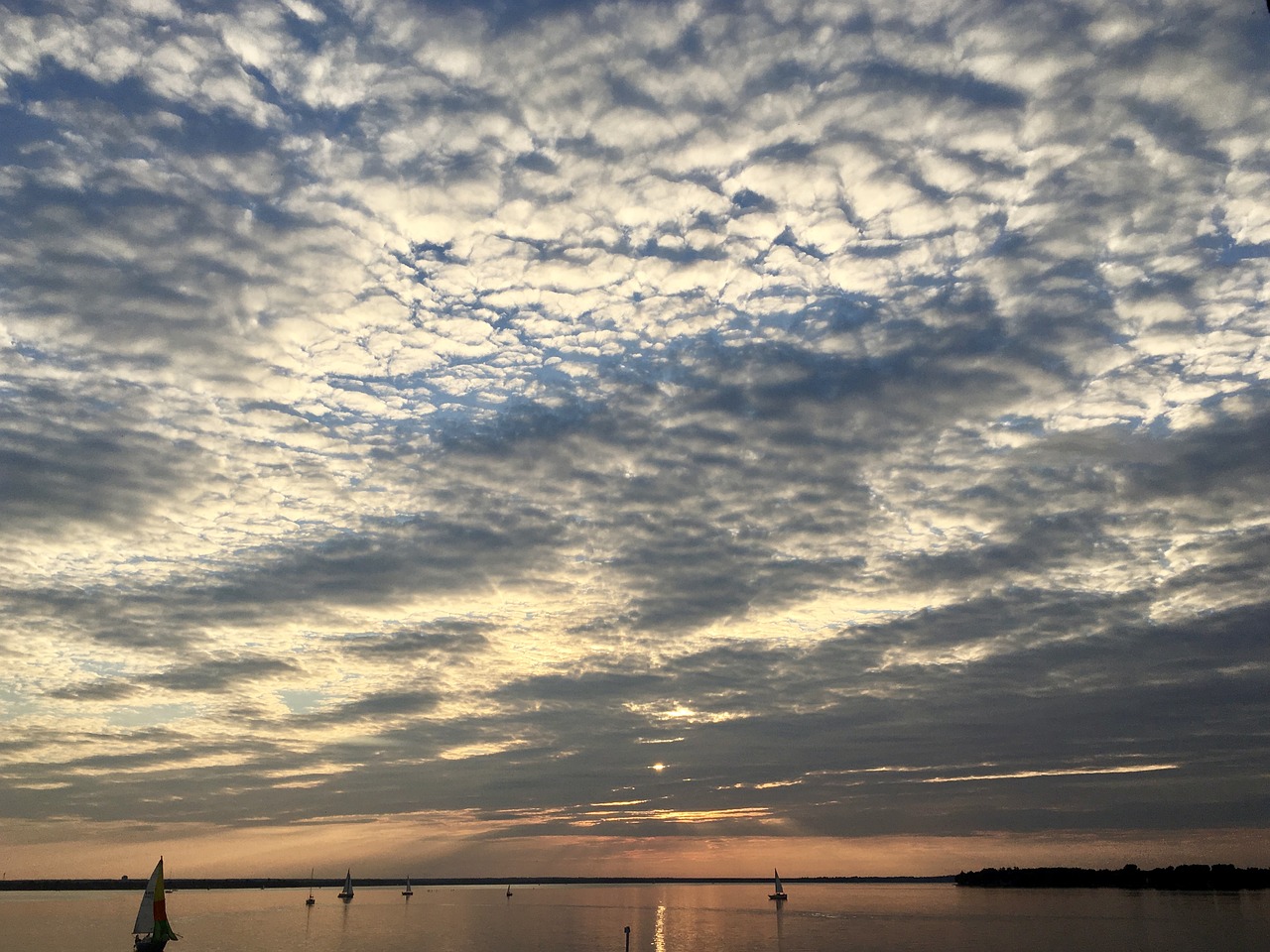 Image - clouds sunset sailboat summer