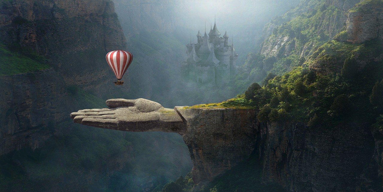 Image - fantasy landscape balloon fairytale