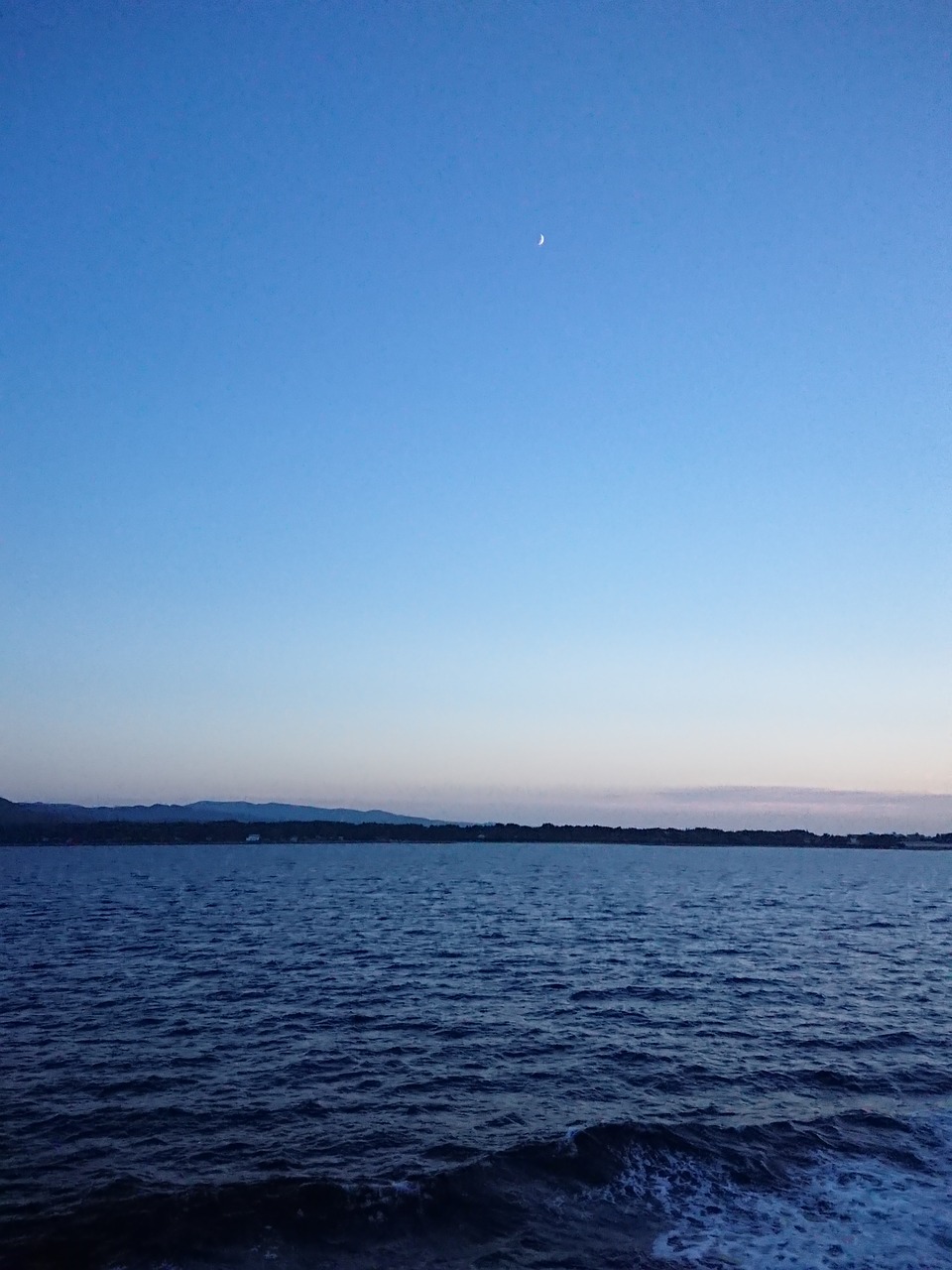 Image - sea blue sunset moon light blue