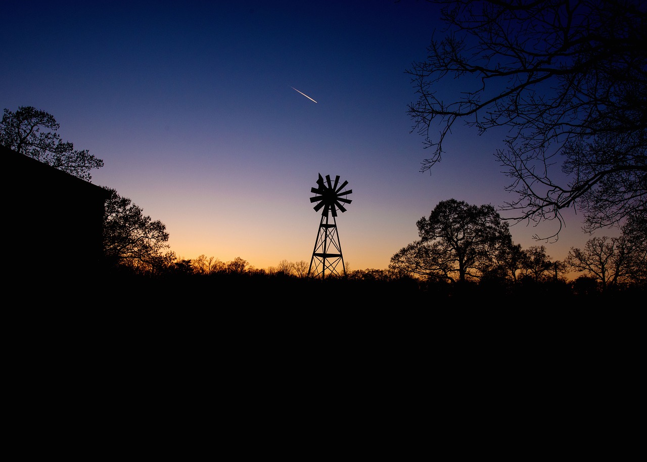 Image - windmill night sky landscape farm