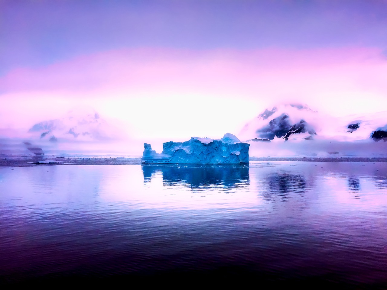 Image - antarctica mountains sunrise sea