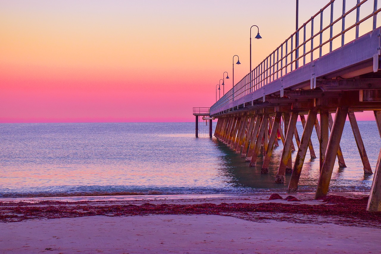 Image - jetty beach sunset summer