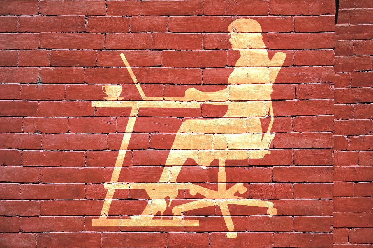 Image - art wall woman laptop business