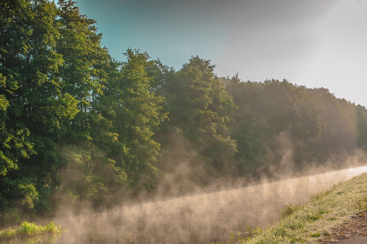 Image - fog river water romantic sky