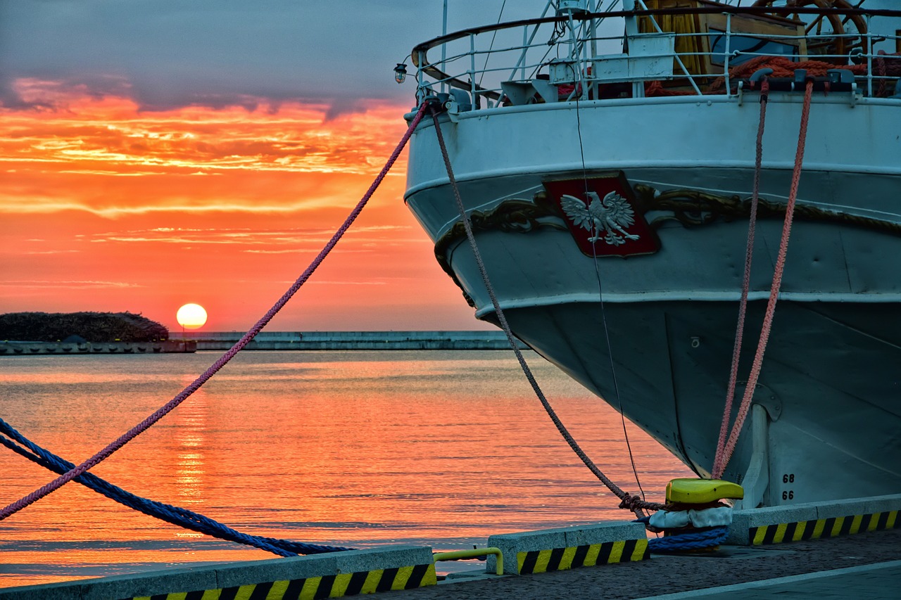 Image - ship sea sunrise gdansk