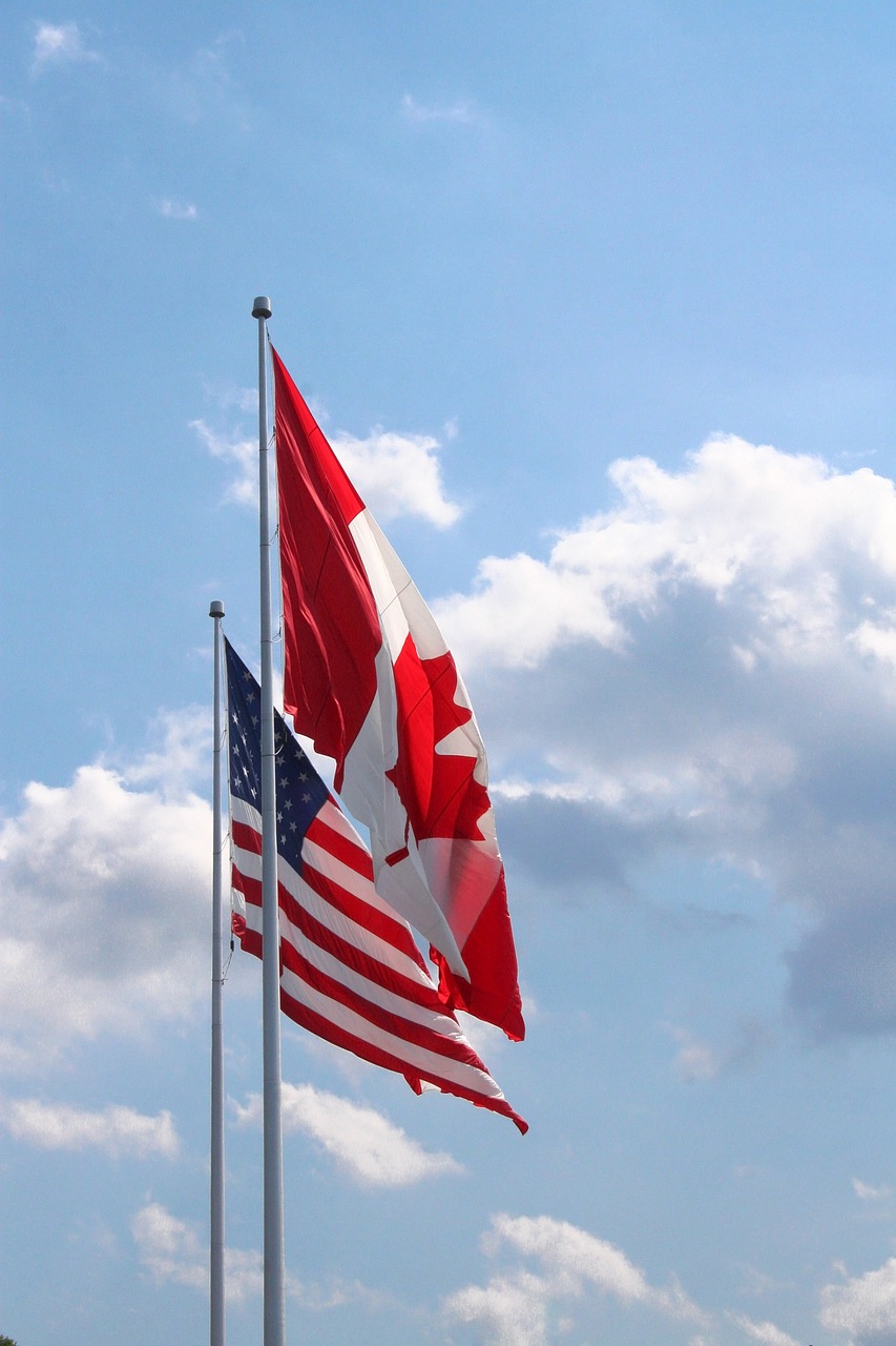 Image - canadian flag usa border day