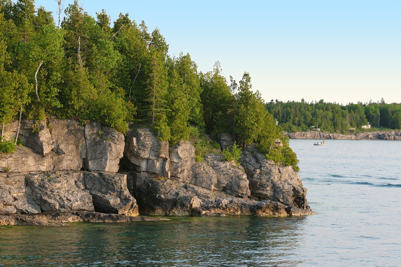 Image - coast cliff rocks shore lake