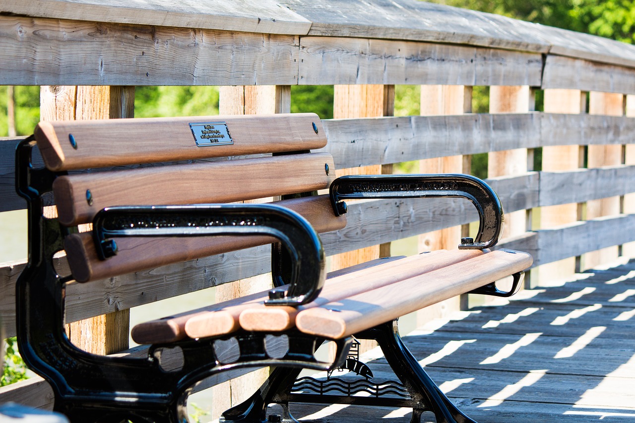 Image - bench empty summer bridge park