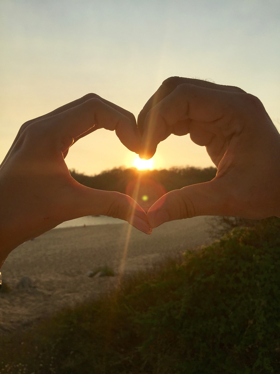 Image - love sunset heart landscape beach