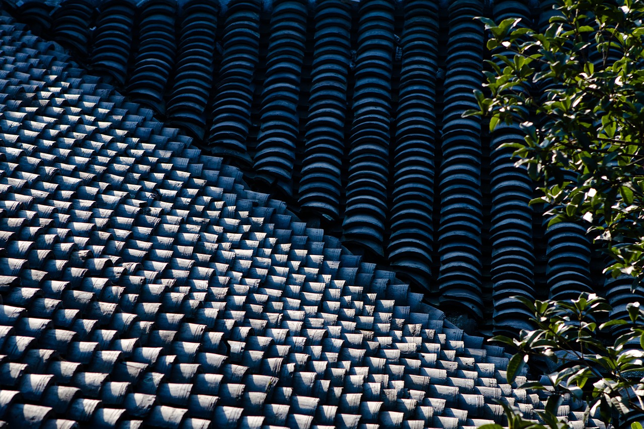 Image - roof tiles line light and shadow