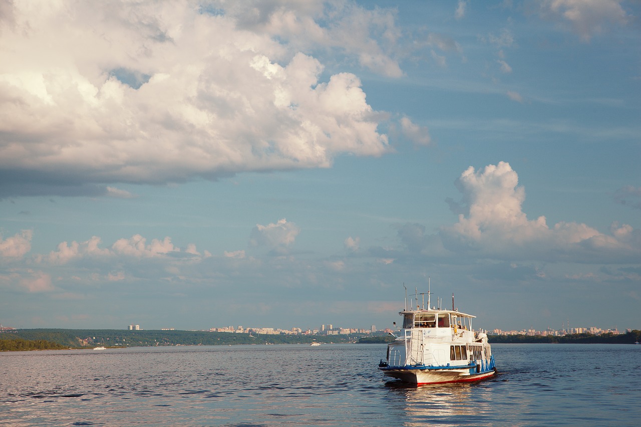 Image - river sunset ship sky travel