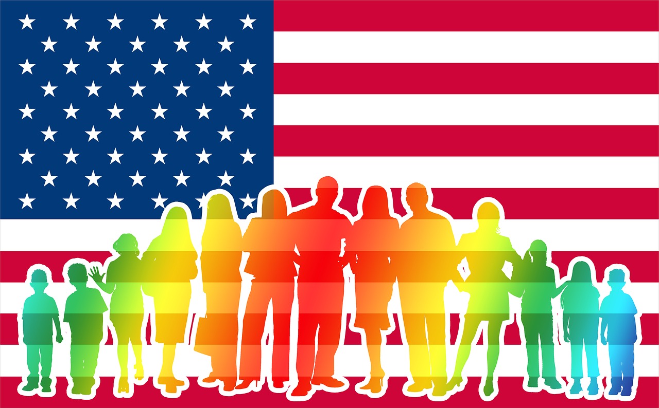Image - crowd usa flag america human