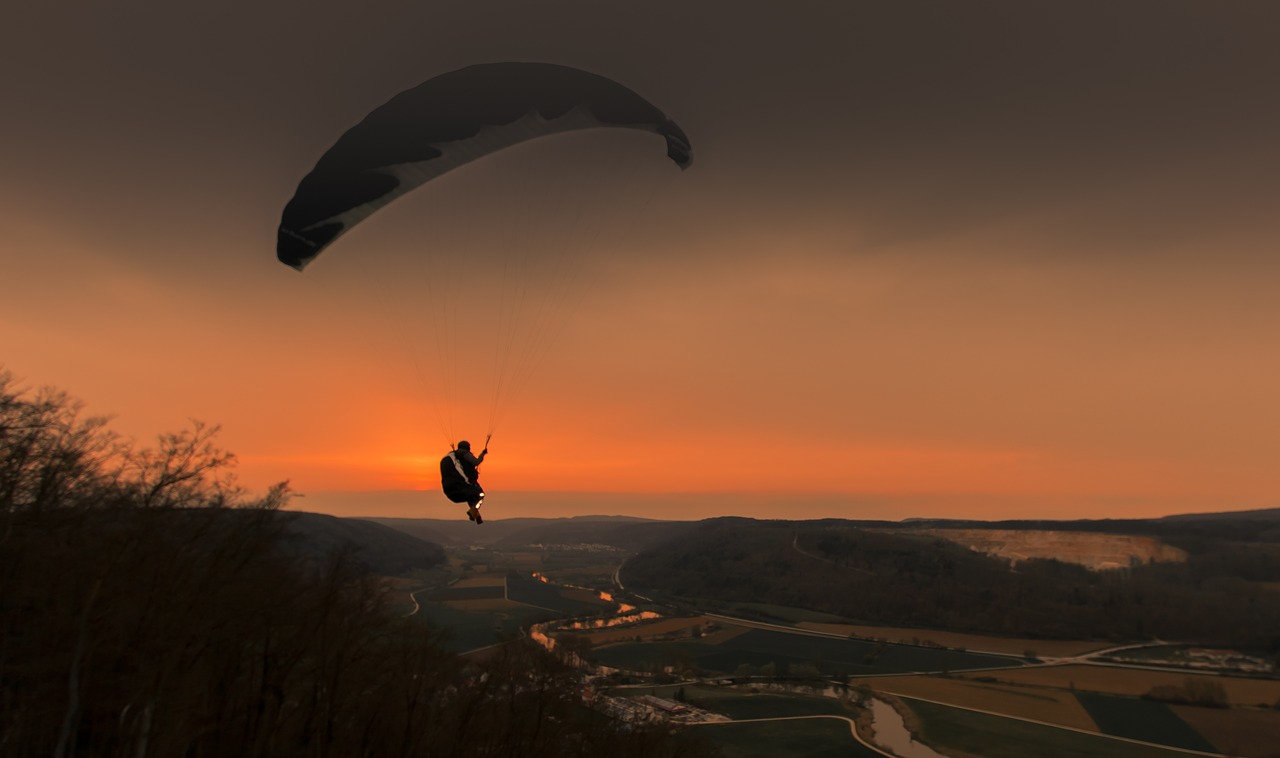 Image - paraglider valley mountains view