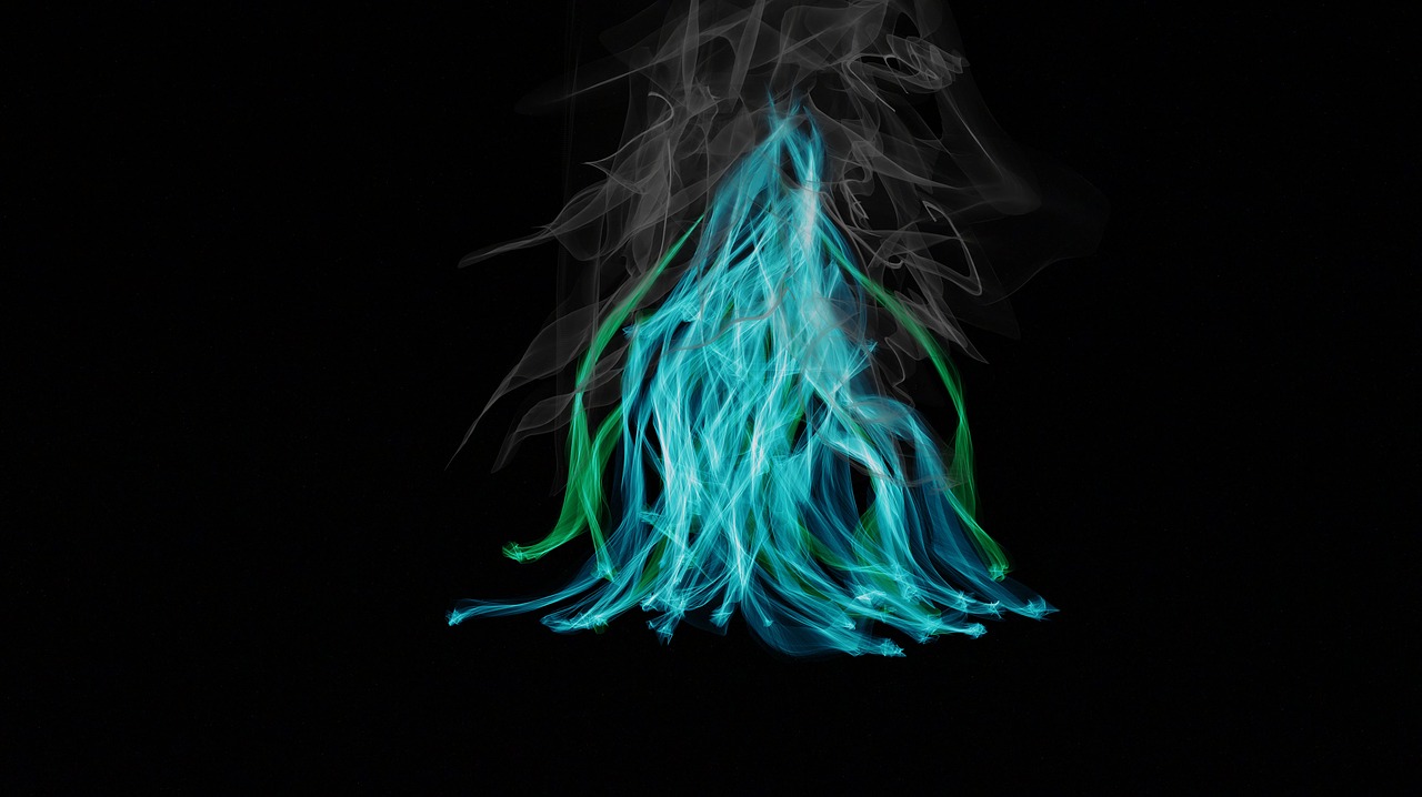 Image - fire blue flame smoke burn color