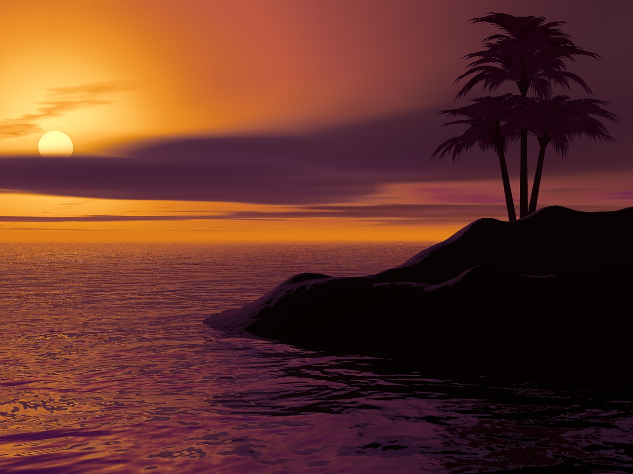 Image - island palm sunset sunrise