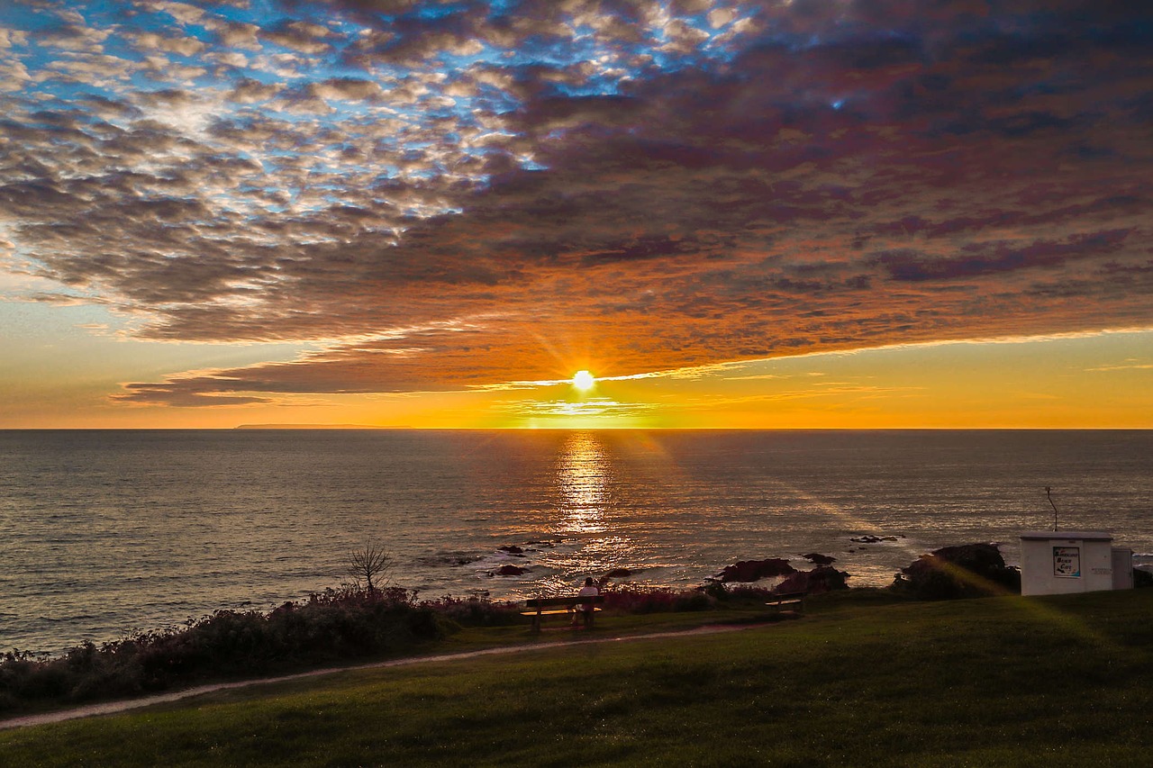 Image - sunset ocean clouds coast england