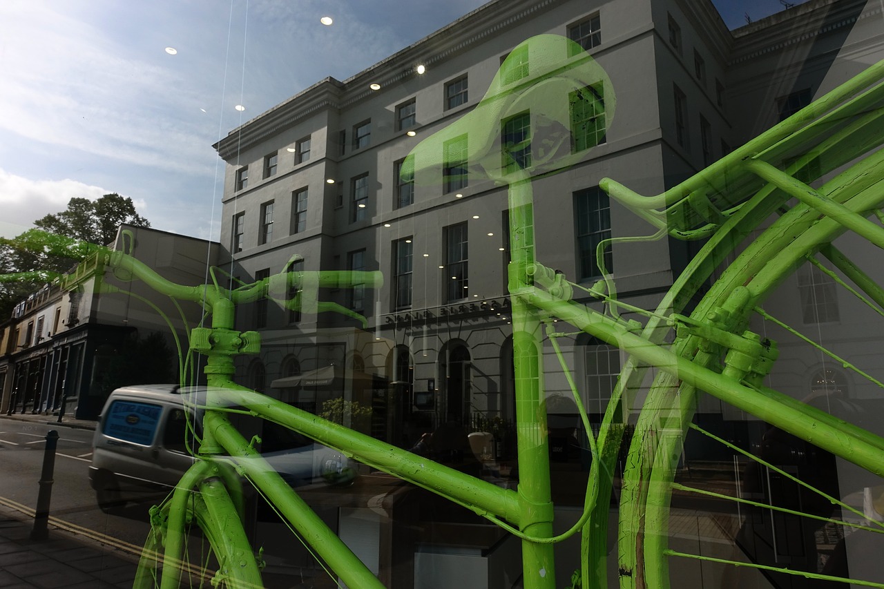 Image - bicycle reflection street shop