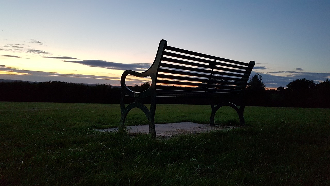 Image - park bench sunset landscape