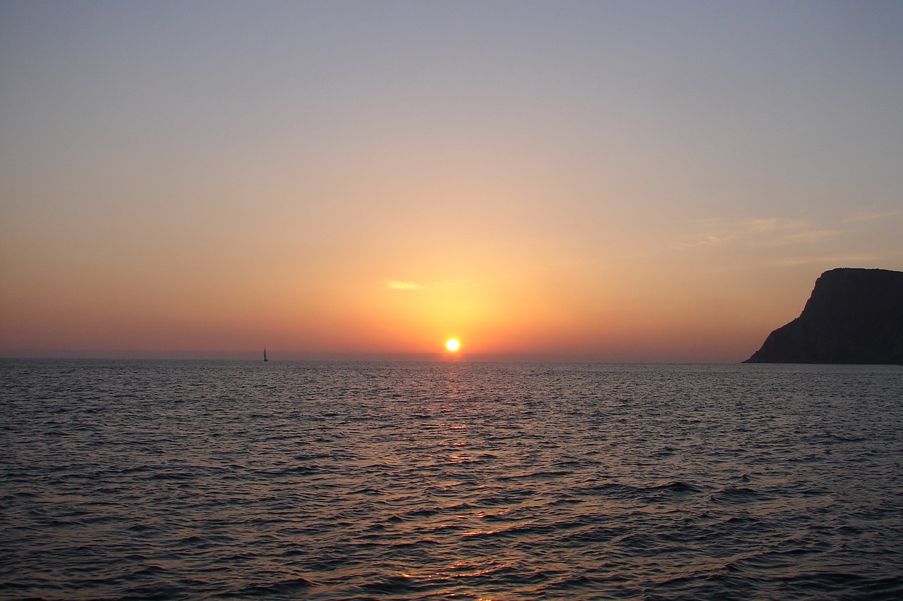 Image - sunset sun sea sunset night