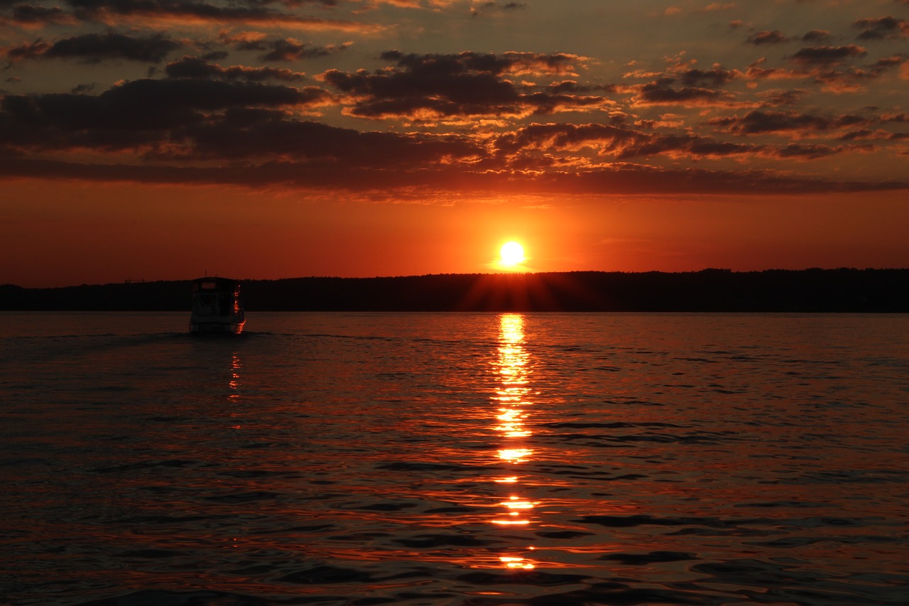 Image - sunset water reservoir summer lake