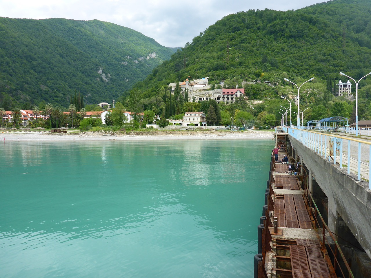 Image - sea mountains bridge pierce