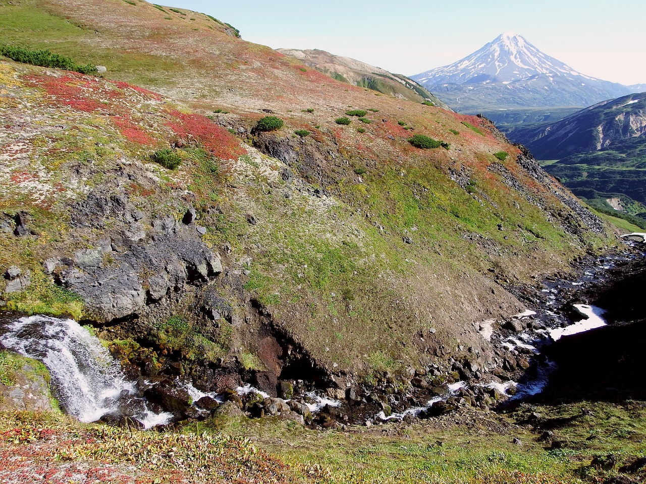 Image - mountains volcano waterfall creek