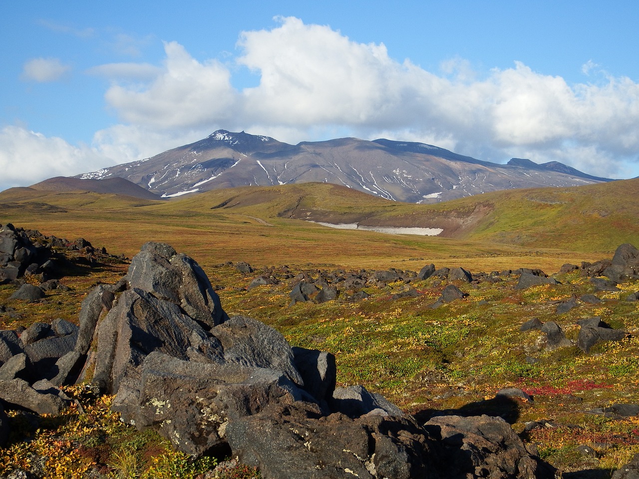 Image - mountains volcano mushrooms tundra