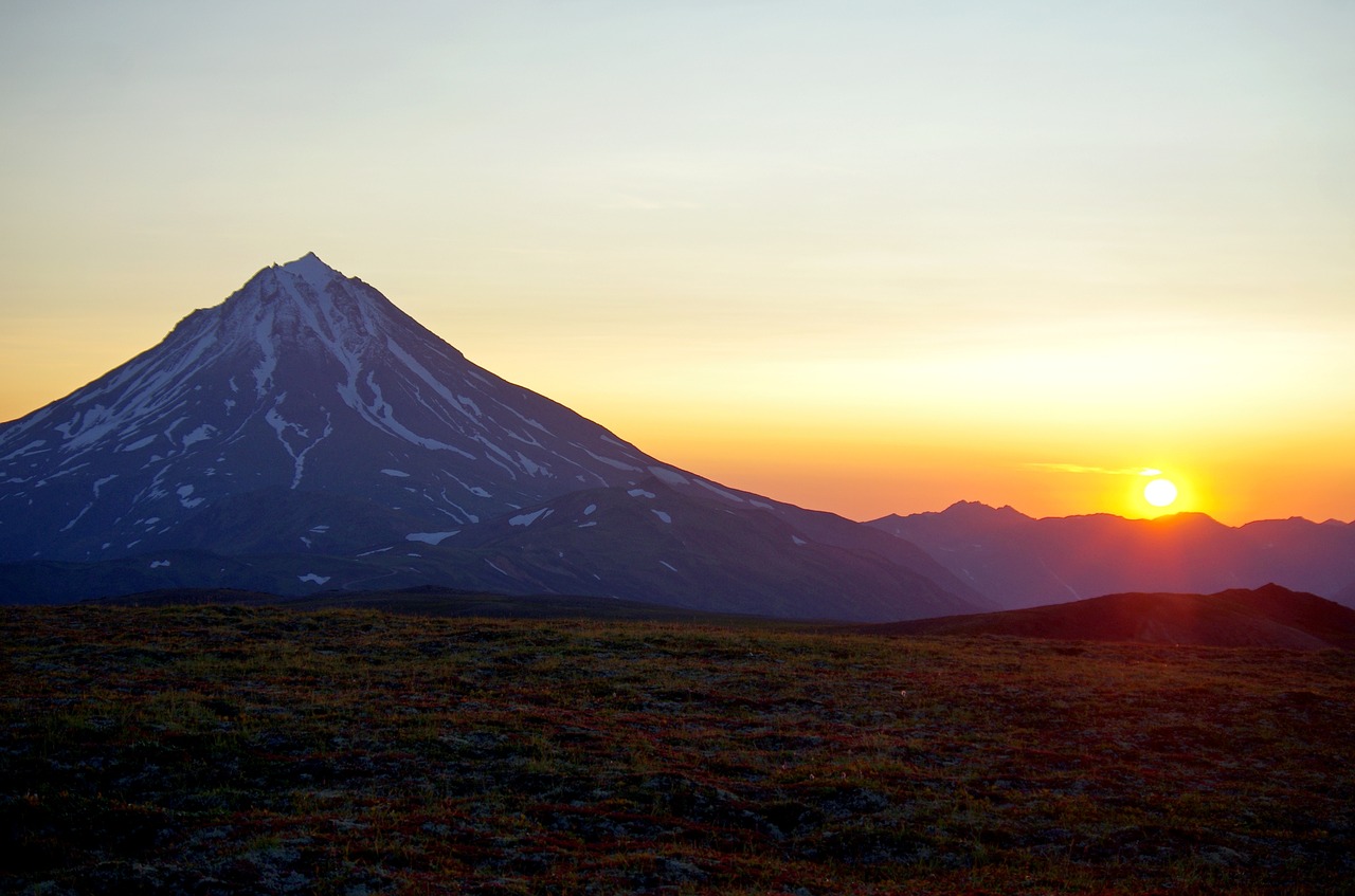 Image - sunrise dawn volcano mountains sun