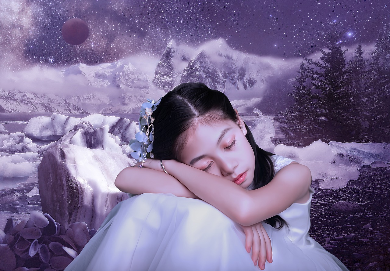 Image - girl model sleeping ice frozen