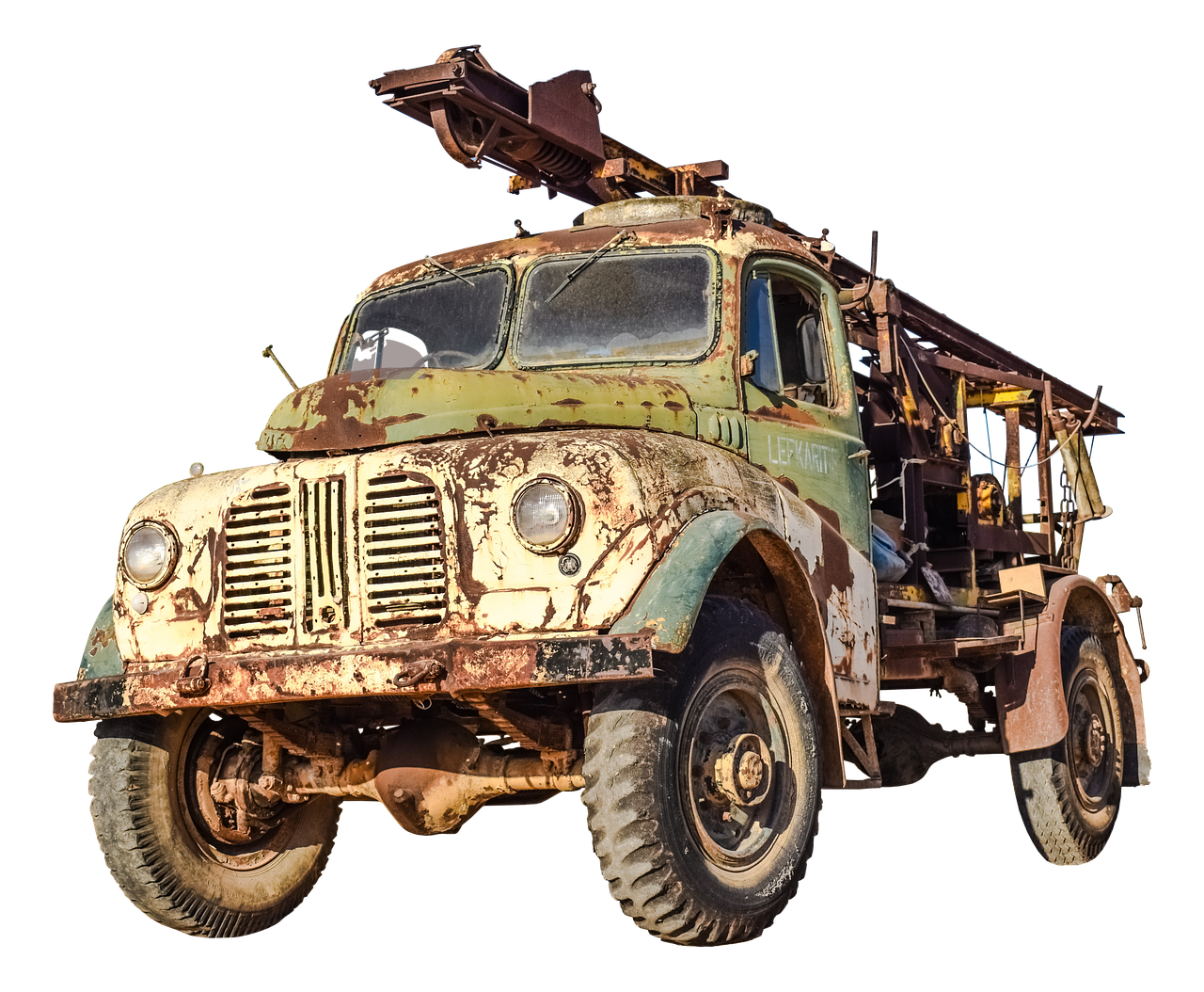 Image - truck drilling rig old rusted