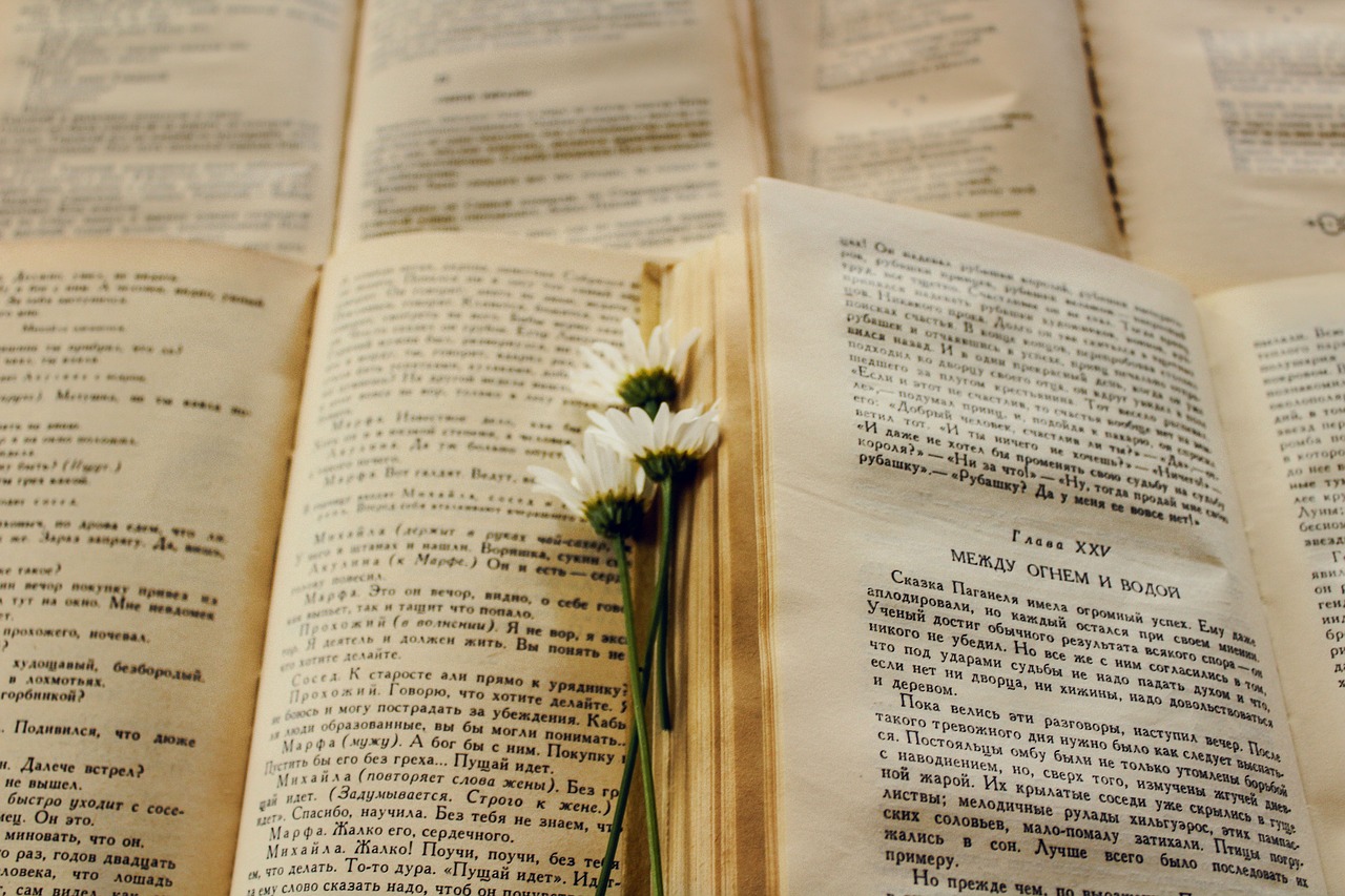 Image - books flower page book old book