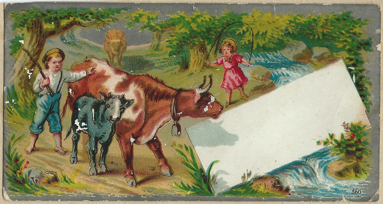 Image - vintage trade card pre 1923 cows