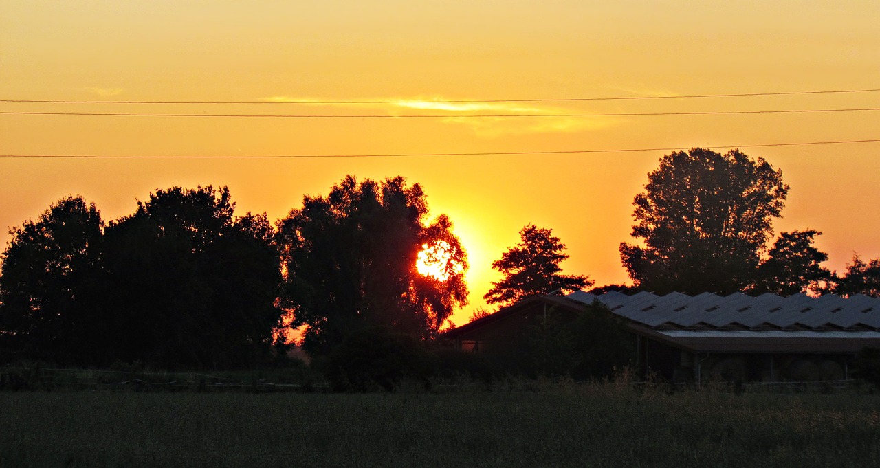 Image - west the sun field meadow sky red