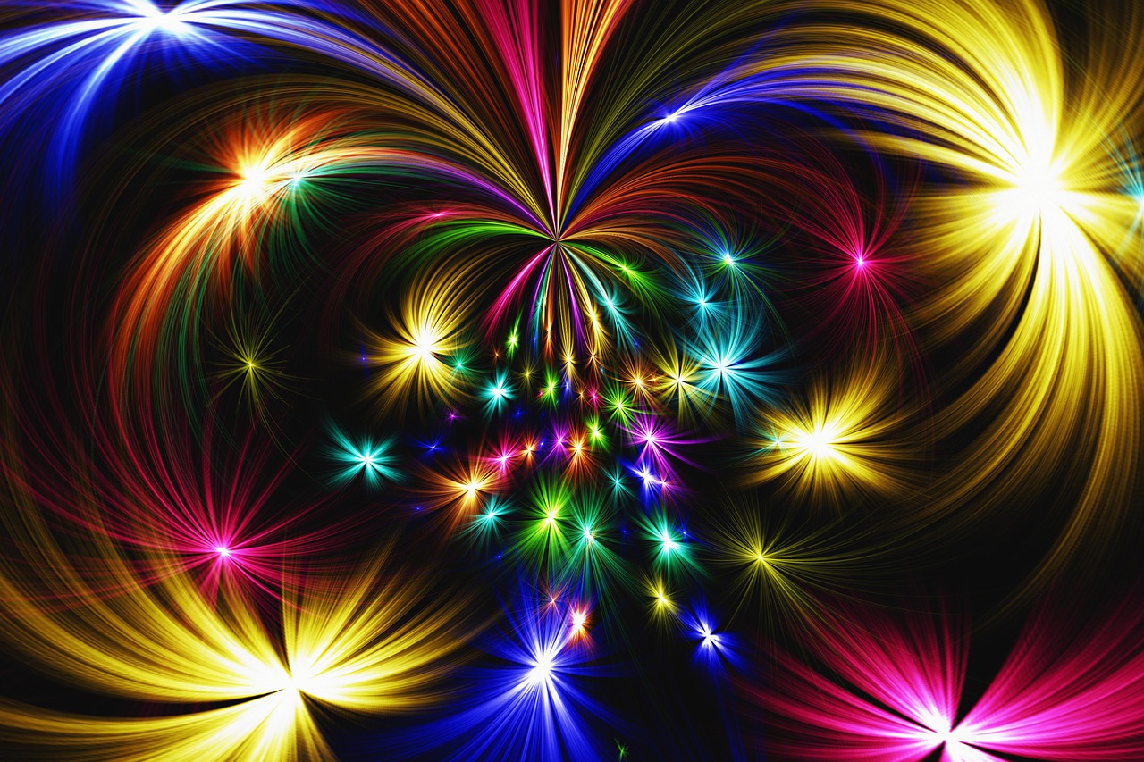 Image - star abstract colorful fireworks