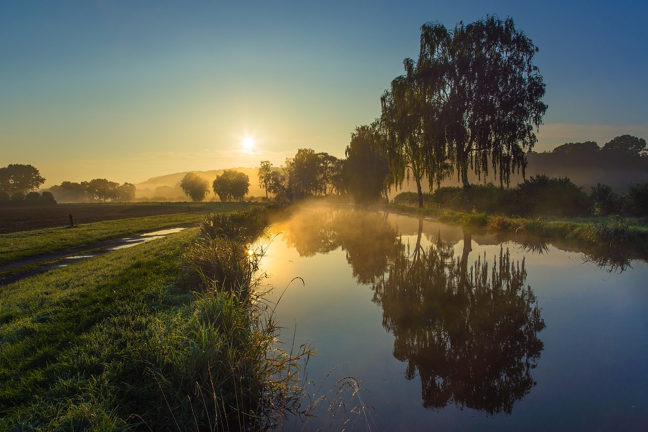 Image - sunrise river water mirroring