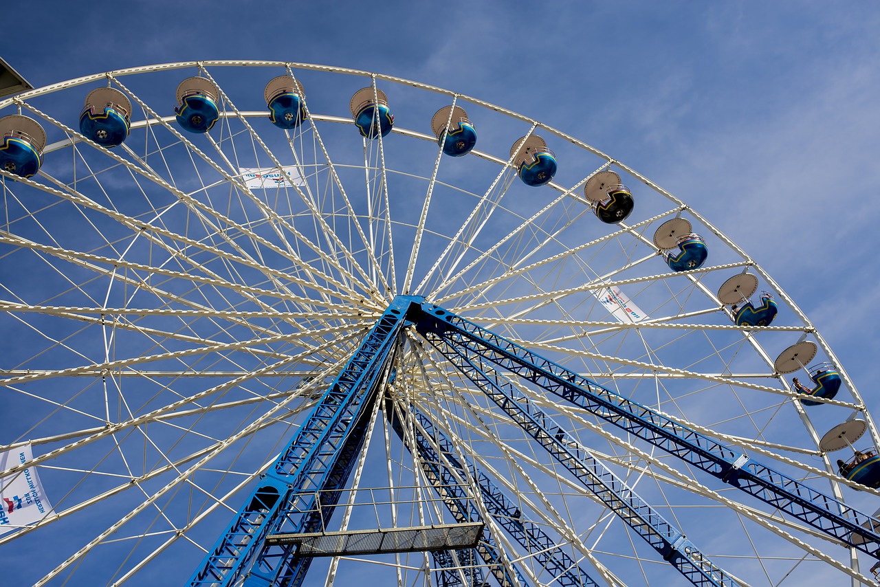 Image - ferris wheel blue sky clouds