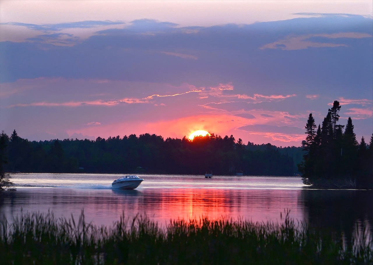 Image - sunset boat nature landscape