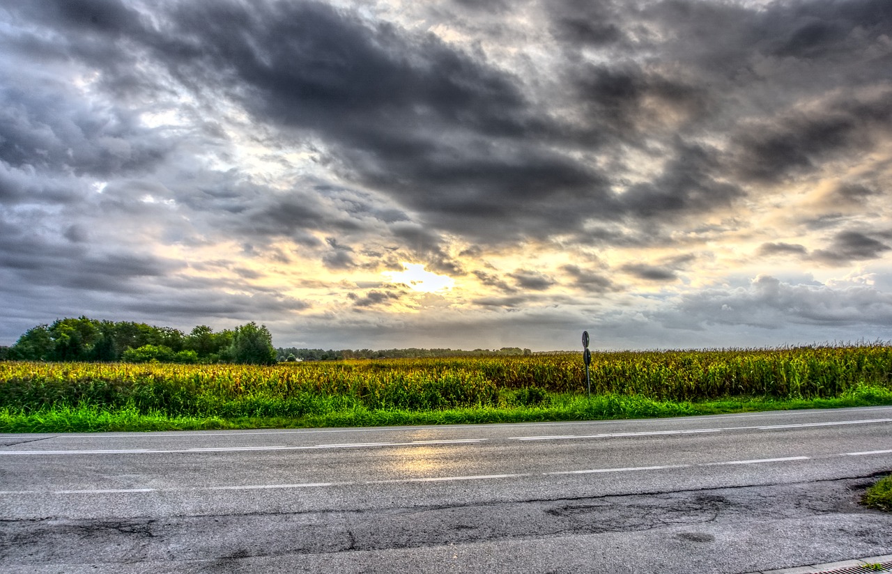 Image - landscape clouds drama sky road