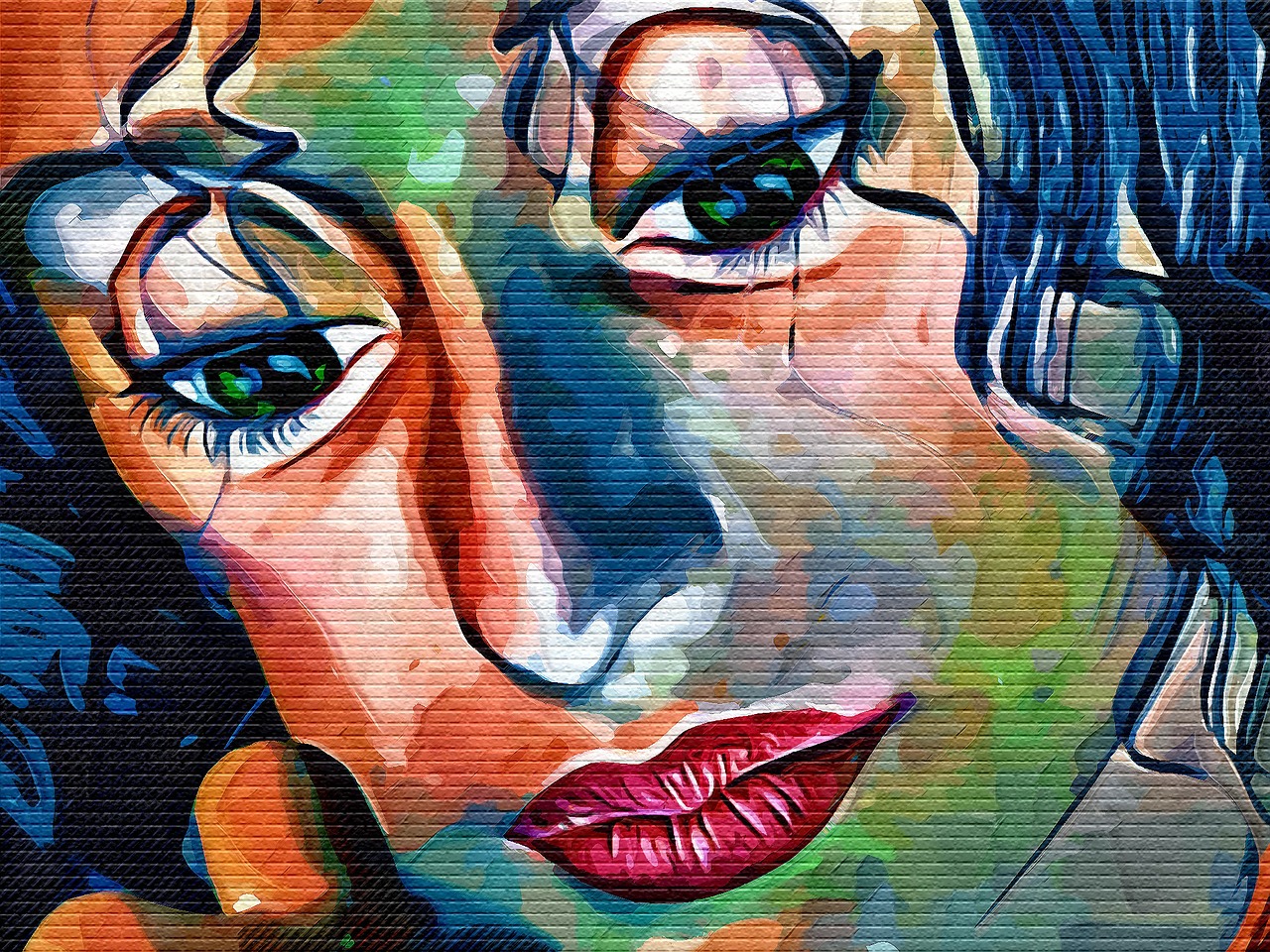 Image - graffiti face woman colorful eyes