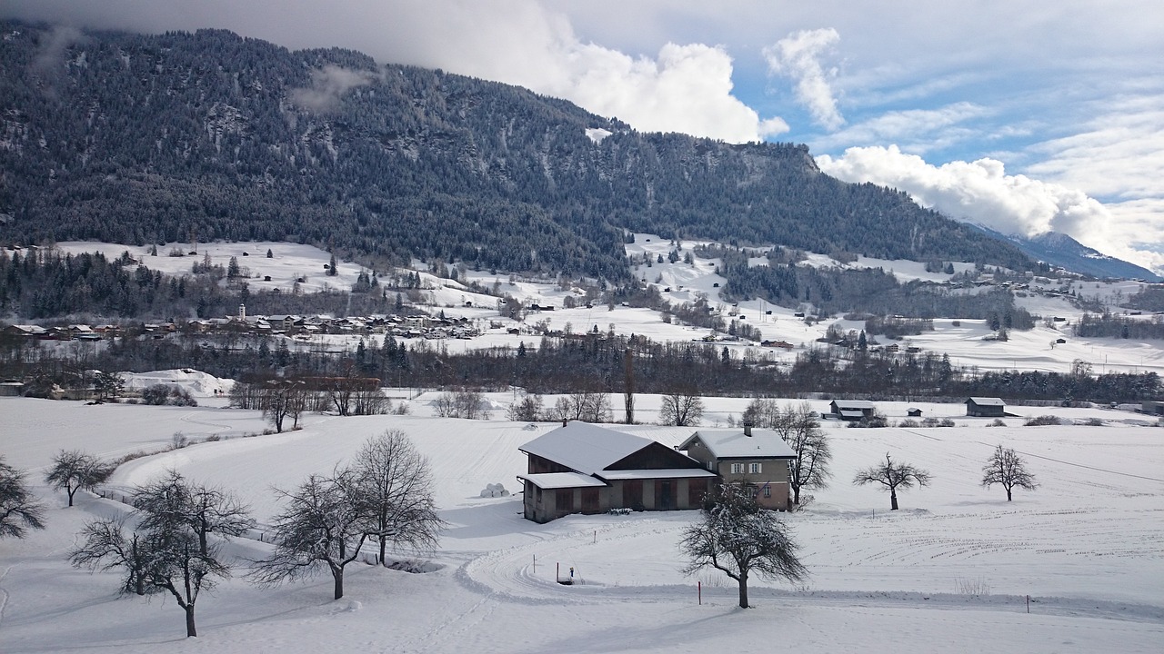 Image - winter landscape mountains snow way