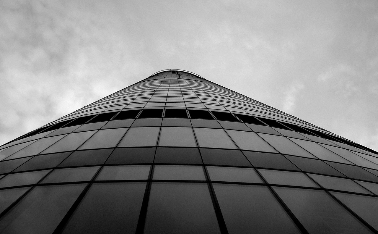 Image - sky tower wrocław black and white