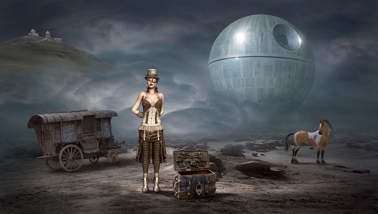 Image - fantasy steampunk composing woman