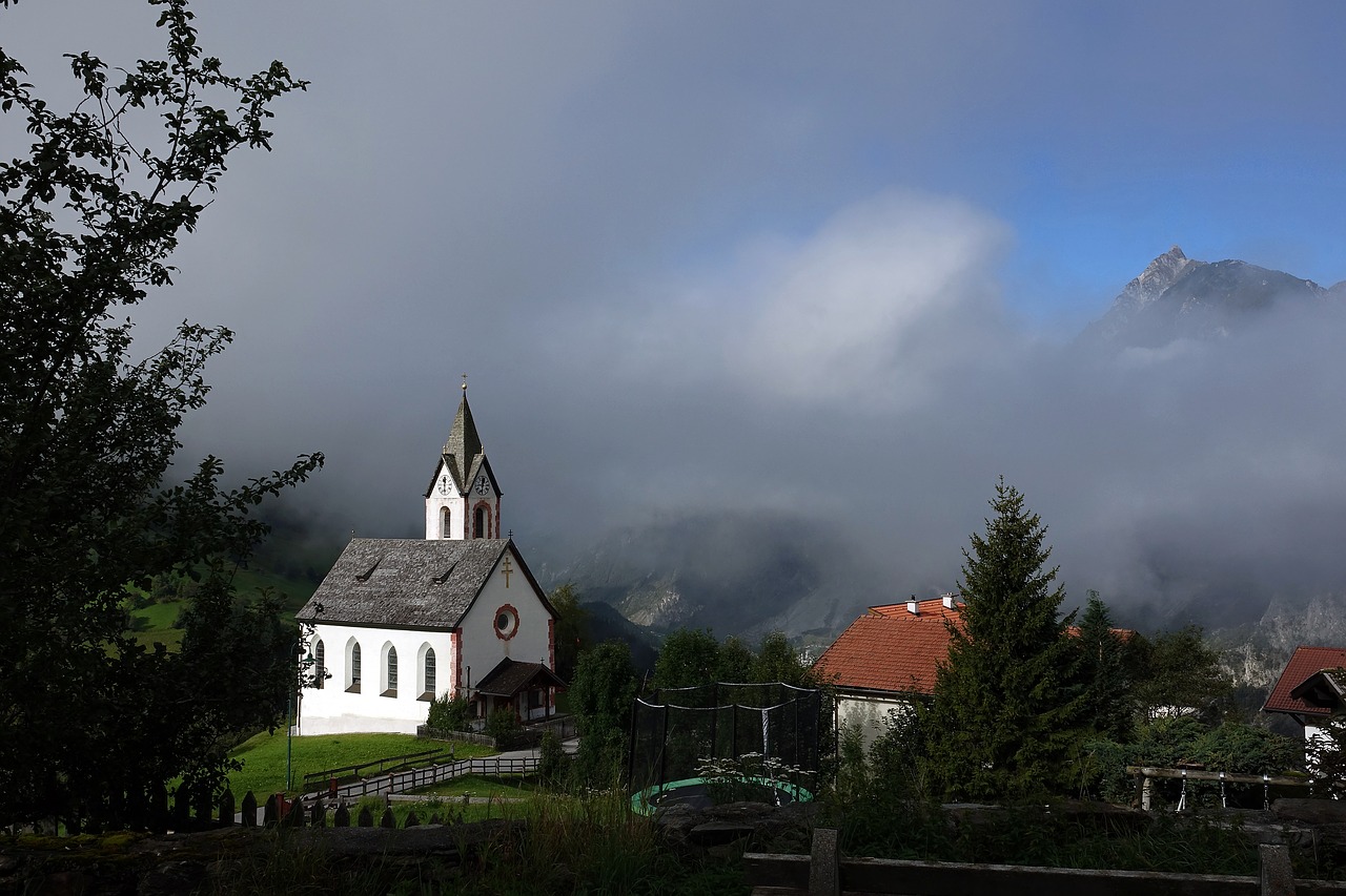 Image - church homes fog building nature