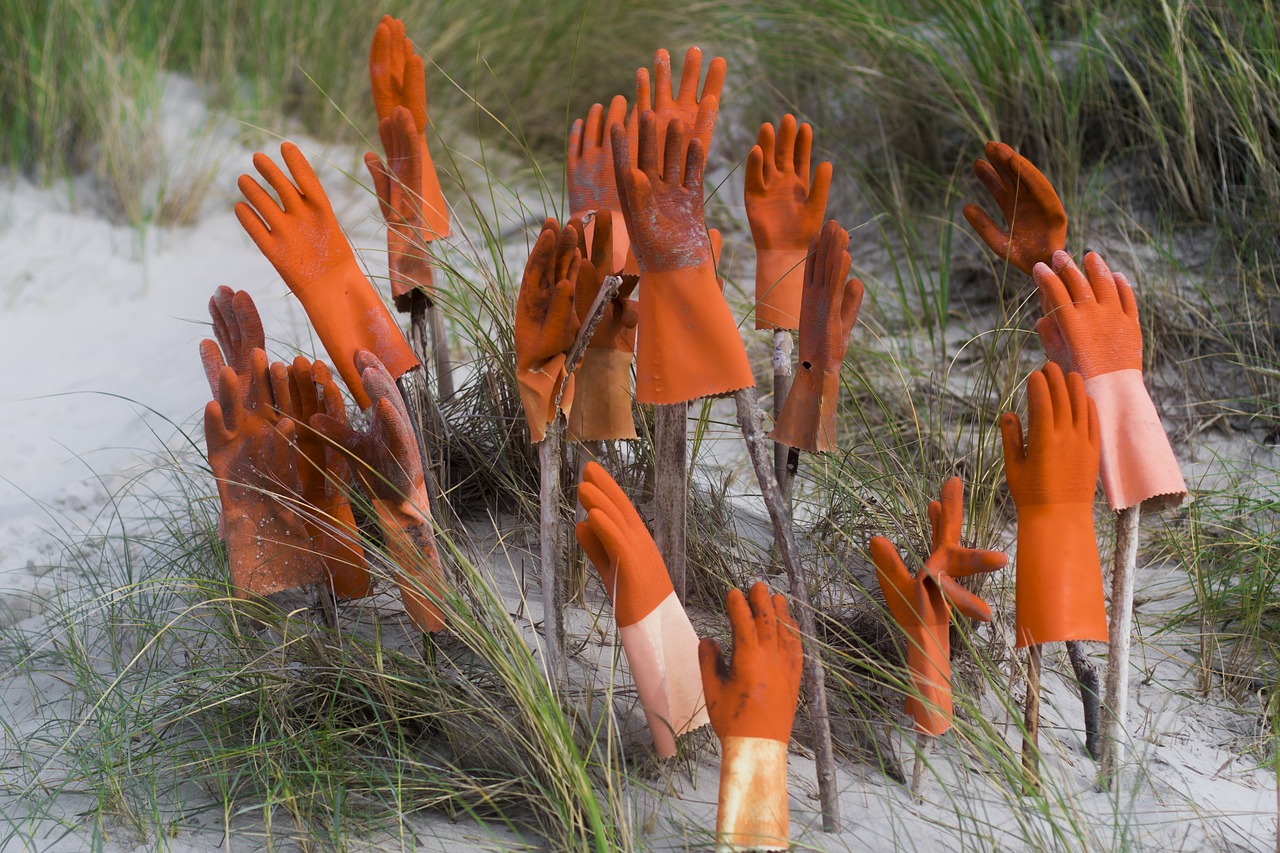 Image - hands gloves work gloves orange